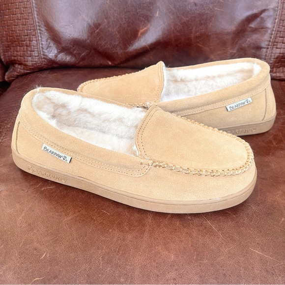 Bearpaw Angel Genuine Suede Wool Blend Lined Moccasin Slipper Shoes - Picture 4 of 12